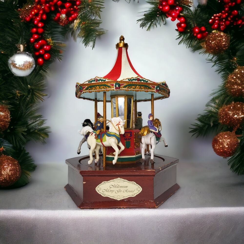 Mr Christmas Holiday Millennium Merry Go Round Vintage Christmas Music box Works
